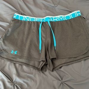 Gray and Teal Under Armour Shorts